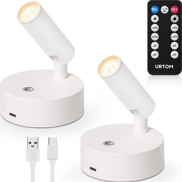 URTOM Wireless Spot Lights Indoor with Remote Rechargeable LED Uplighting