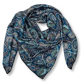 Helder Creek Co Wild Rag Silk Scarf 36'', Western Cowboy Bandana Square Silky Wild Rags,Teal Black Tie Paisley Tibal Scarves for Men & Women