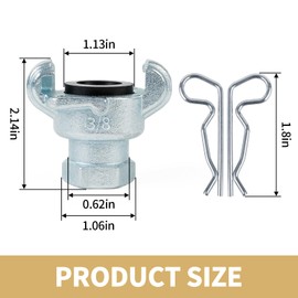 ChillWaves Iron Air Hose Fitting, 3/8" NPT Female 2 Lug Universal Coupling, Chicago Fitting(4-PACK)