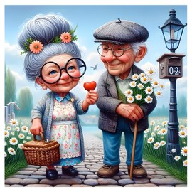 Skyboda Couple Diamond Painting Kits for Adults, DIY Diamond Art Kits Full Round Drill Gem Art Diamond Dots for Home Wall Art Decor 12×16inch Valentine's Day