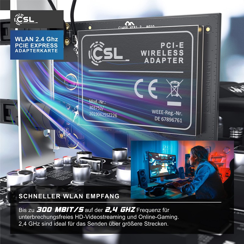 CSL - WLAN Network Card 2.4 GHz PCIe - 300