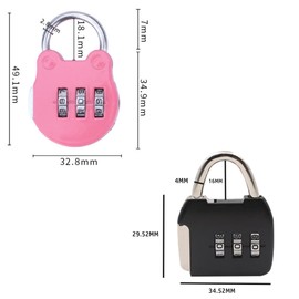 BLOOPIC Padlock, Suitcase, 3-Digit Combination Lock, Numbered Metal, Portable, Dial, Anti-Theft, Travel Lock, Safe, Security Goods, Password, Small, Valuables Holder, School, Locker, Company