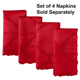 Newbridge Oval Tablecloth, 60 x 102 Inch, Christmas Ribbons and Bows Damask, Wrinkle and Stain Resistant Fabric Table Cloth, Holiday Red