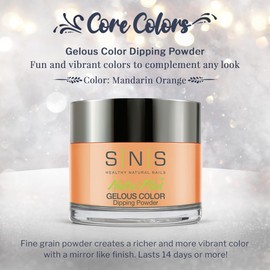 SNS Healthy Natural Nails SNS Nail Dip Powder, Gelous Color Dipping Powder - Mandarin Orange (Orange/Peach, Cream) - Long-Lasting Dip Nail Color Lasts 14 Days - Low-Odor & No UV Lamp Required - 1.5oz