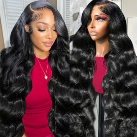 CUEKI 30 Inch 13x4 Body Wave Lace Front Wigs Human Hair 180% Density HD Transparent Glueless Pre Plucked Pre Cut Frontal Human Hair Wigs for Black Women