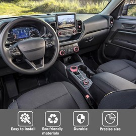 SENSHINE Air Condition, Vent Knob Cover for 2021-2023 2024 2025 Ford Bronco Sport Accessories AC Climate Headlight Contorl Volume Tune Switch Ring 4WD Knob Gear Shift Switch Knob Covers 11Pcs (Pink)