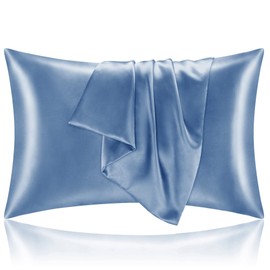 BEDELITE Satin Pillowcase for Hair and Skin, Super Soft and Cooling Similar to Silk Pillow Cases 2 Pack with Envelope Closure, Gift for Women Men(20"x30" Queen Size, Airy Blue)