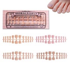 Sun&Beam Nails Fußnägel zum Aufkleben Handgemachter Stil 96 Stück 4 Designs im Set Press-On Toenails Wiederverwendbare künstliche Fußnägel (French)
