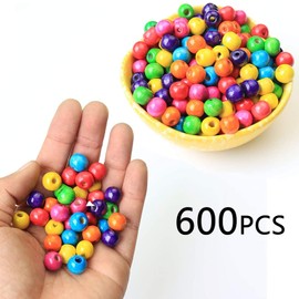 ToBeIT 600pcs Assorted Color Wood Beads 10mm Round Colorful Wooden Bead painted wooden beads for Jewelry Making, DIY Crafts, home & party Decoration（10mm）