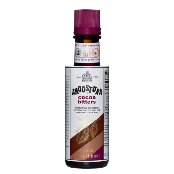 Angostura Cocoa Bitters, Cocktail Bitters for Professional and Home Mixologists, 100% Vegan, Kosher Certified, Sodium and Gluten Free, 4 FL OZ