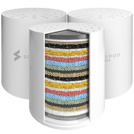 SparkPod High Output Shower Filter Cartridge- Suitable for People with Sensitive and Dry Skin and Scalp, Filters Chlorine and Impurities | 1-min install (Standard, 3 pc)