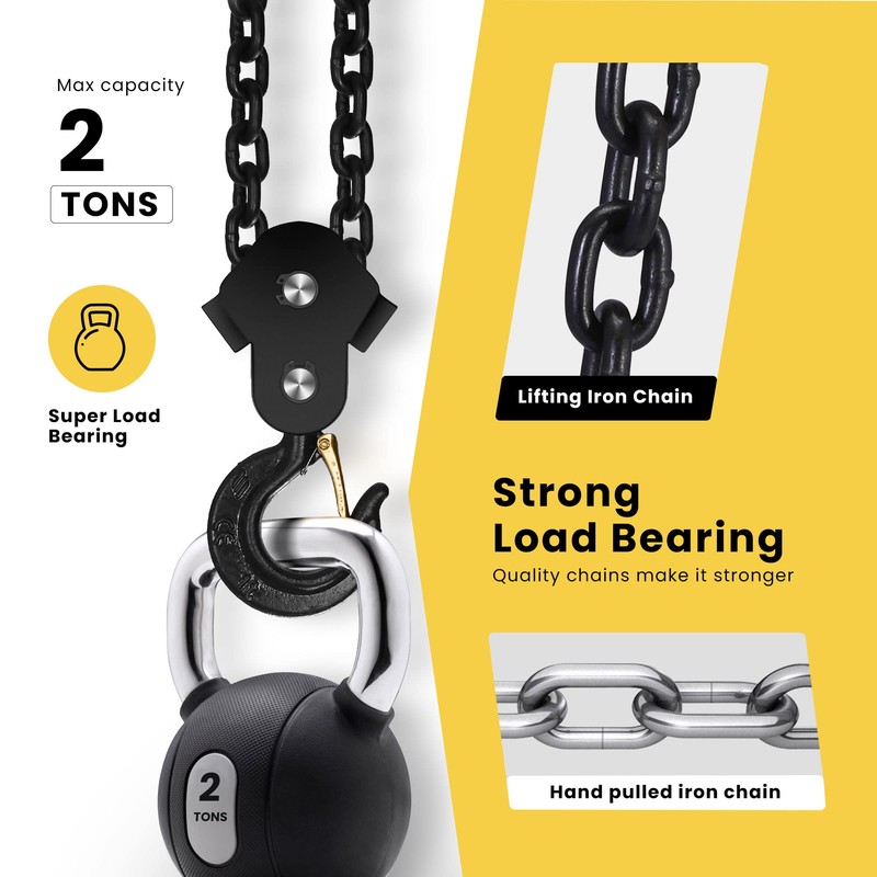 SPECSTAR Hand Chain Hoist 2 Ton 4400 Lbs Capacity 10