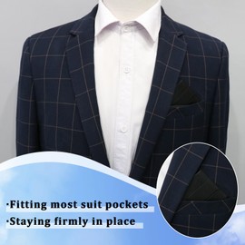 Luckyvestir Prefolded Pocket Squares for Men Suit Solid Color Triangles Men's Handkerchiefs for Jacket Wedding Business Party (Black)