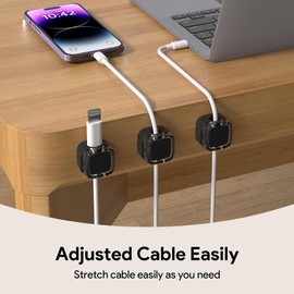 9-Pack Magnetic Cord Organizer，Magnetic Cable Clips Strong Adhesive Desk Cable Management ，Cable Management Cord Holder Organizer for Home Office Desk Phone Car Wall Desktop Nightstand (Black)