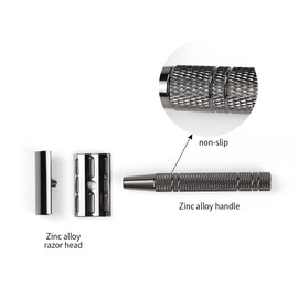 No Blade,Zinc Alloy Safety Razor, Fits 1.69x0.87in Double Edge Blades - Eco-Friendly Zero Waste Shave for Men & Women-Silver