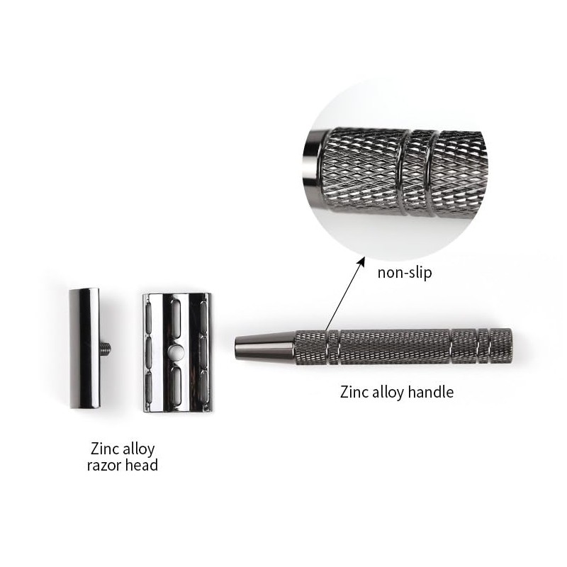 No Blade,Zinc Alloy Safety Razor, Fits 1.69x0.87in Double Edge Blades