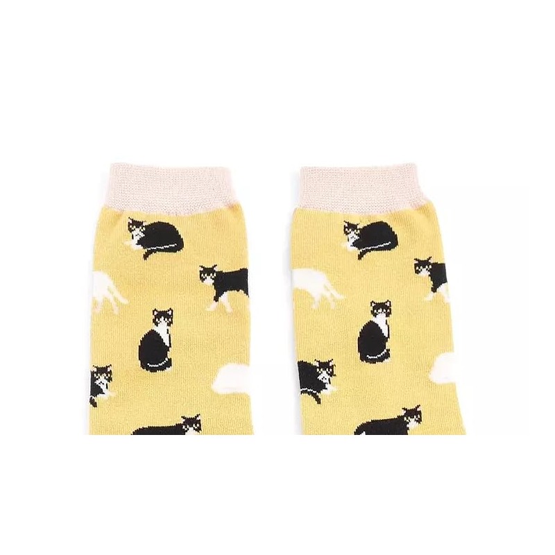 MISS SPARROW Black White Cat Socks Super Soft Breathable Eco