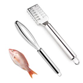 Zasjon Fish Scaler Stainless Steel, Pack of 2 Fish Peeler Fish Scale Remover Fish Scale Scraper for Faster and Easier Fish Scales Skin Removal Peeling