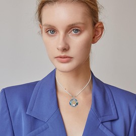 TOUPOP Tree of Life Necklace Sterling Silver Witches Knot Pendant Necklace with Blue Crystal Celtic Witch Jewelry Gifts for Women Men