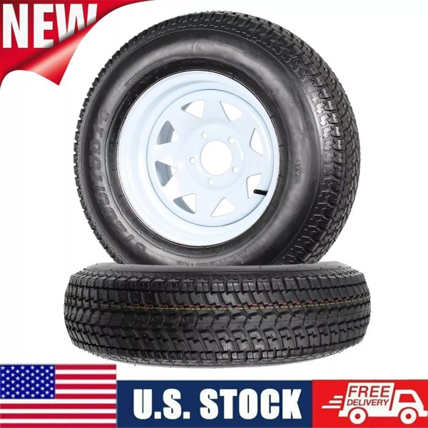 Garvee 2PACK ST205/75D14 Trailer Tire with 14" Rims, 205 75D14,