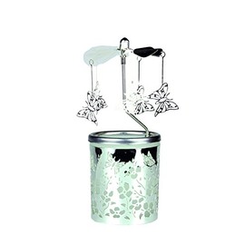 Kerzenfarm Butterfly Rotary Carousel for Tealights, Metal and Glass, 16.5cm high, Silver, 6x6x16.5 cm