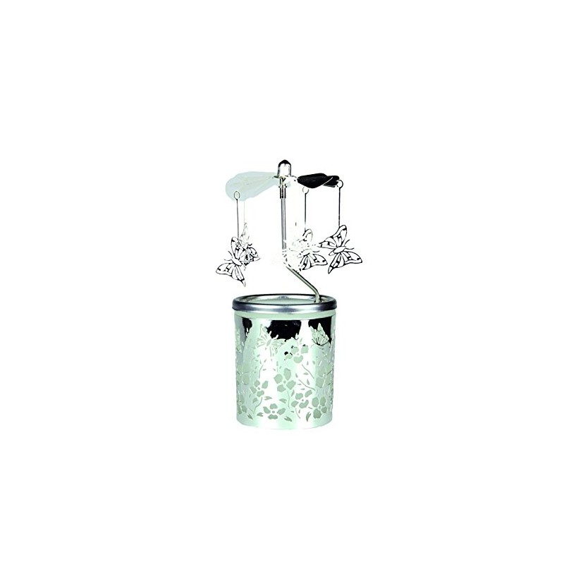 Kerzenfarm Butterfly Rotary Carousel for Tealights, Metal and Glass, 16.5cm