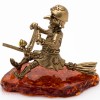Russian Solid Brass Amber Figurine Baba Yaga biker witch flying