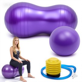 Ckhoid 2PCS Peanut Balls 35.43×17.71 inch Exercise Yoga Pregnancy Ball with Pump, Anti Burst Physical Therapy Equipment for Labor Birthing Core Strength Training, Home Gym Fitness