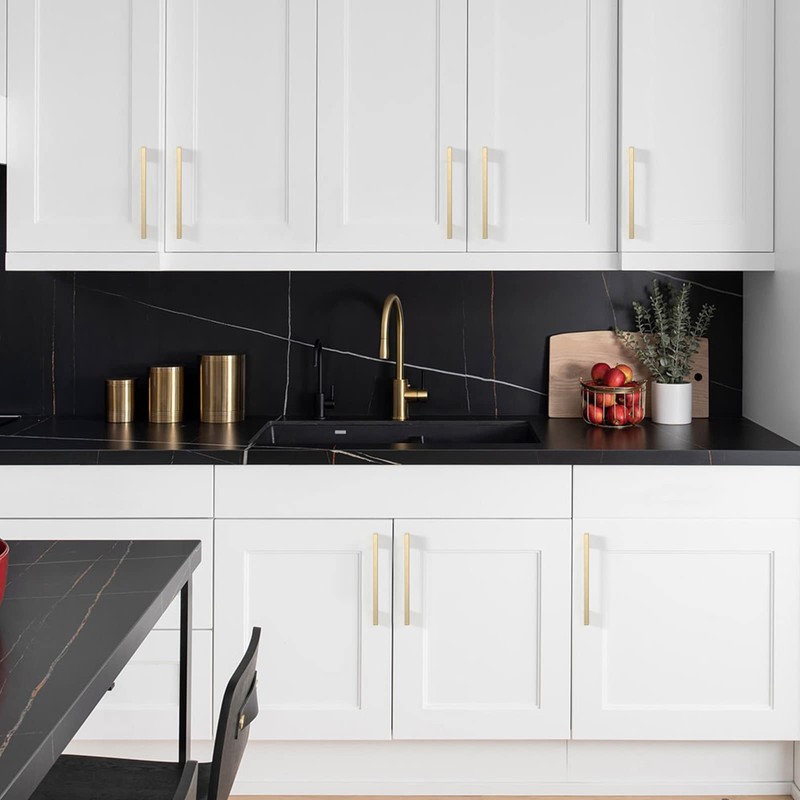 FURNIWARE 5 Pack Cabinet Pull,Brass Cabinet Handles,Hardware Drawer Pulls,Solid Aluminum