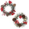 COM-FOUR® 2 x Christmas Table Wreath, Advent Wreath with Pine