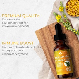 FRESHDRINKUS, 2 fl oz (60ml) Mullein Drops for Lungs Cleanse Support, Mullein Extract Liquid, 1200mg per Serving, 60 Days Supply – 100% from Natural Mullein Leaves, Non-GMO, Gluten-Free (2 fl oz)