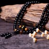 Leikance Natural Black Obsidian Beads Simulated Crystal Gemstone Tibetan Buddhist