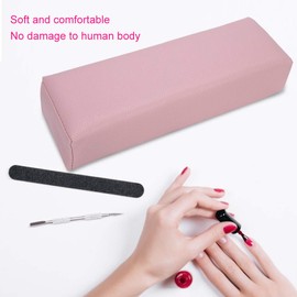 Nail Art Hand Cushion, Manicure Nail Hand Cushion, Soft Nail Art Cushion, PU Leather Hand Rest for Nail Salon, Salon Art, Nail Art, 30 x 9.5 x 6.5 cm (Pink)
