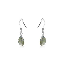 Labradorite Raw Nugget Earrings in Sterling Silver