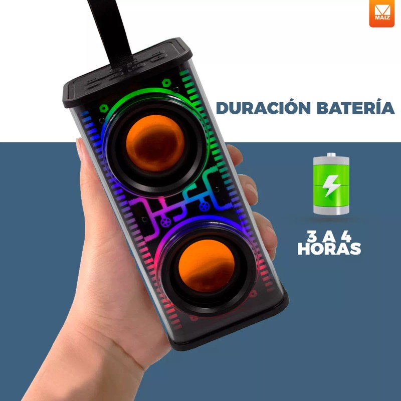 Maíz Bocina Radio Fm Luz Led Recargable Usb Bluetooth Portatil