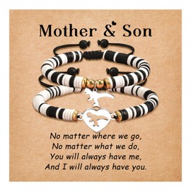 YOGRASS Mother Son Bracelet Set Son Gifts from Mom Dinosaur Bracelets Mom Birthday Gifts Mommy and Me Jewelry Gifts for Him Her