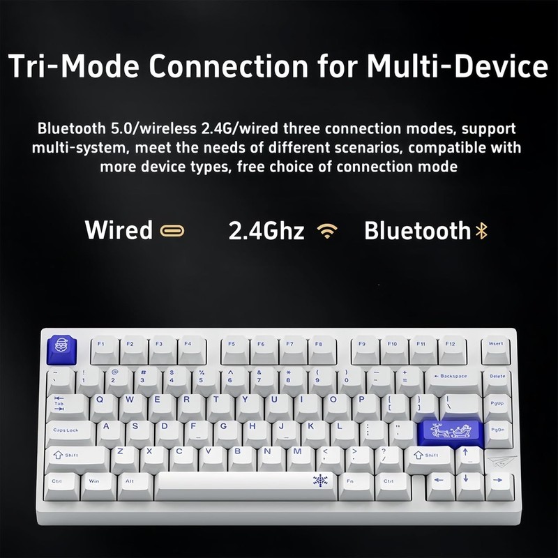 BOYI Lucky75 Aluminum CNC Quick Release Mechanical Keyboard,BT5.0/2.4G/Type-C Tri-Mode Custom