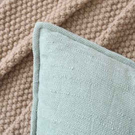 Cozoomy Set of 2 Soft Textured Decorative Throw Pillow Covers 18x18 Inch Cozy Farmhouse Cushion Cover Square Accent Pillow Cases for Bed Couch Sofa Living Room, Light Aqua