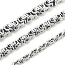 HSWYFCJY Men's Byzantine Chain Silver 4/6/8mm 316L Stainless Steel Necklace Byzantine Chain Necklace for Men Hip Hop Punk Necklace 46-66 cm Jewellery Gift for Men