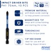 10 x Rennie Tools 75mm Long PH1 Impact Screwdriver Driver