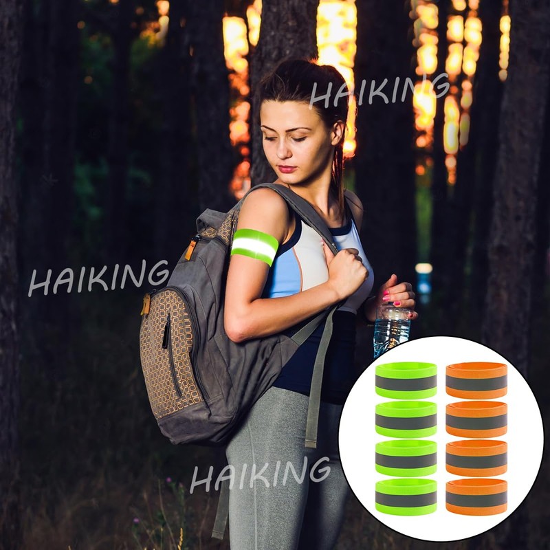 HAIKING Reflective Running Gear, 8 Pcs Runners Reflective Wristbands for