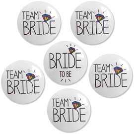 Bride Team Bride Buttons Pins Wedding Party Bridal Shower Tinplate Badge Pins Set Bridesmaid Group Button Bachelorette Party Bride to be Gift Decorating Accessory White- Colored Diamond Pins 6 Pcs