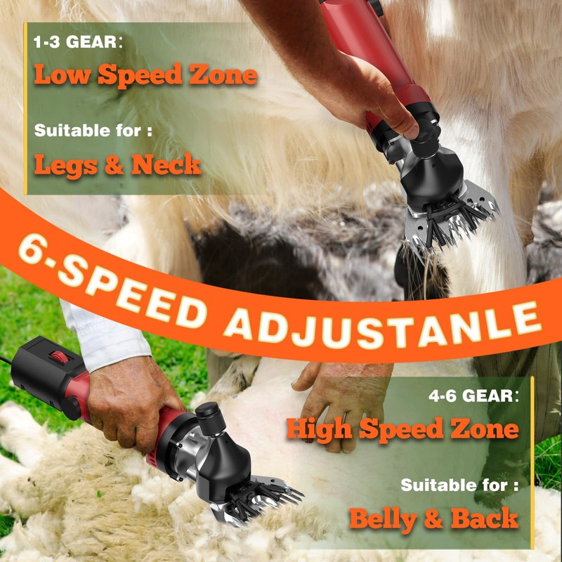 Vkdemer Electric Sheep Shears,600W Upgraded Professional Sheep Clippers,6 Speed Heavy