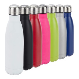 Relaxdays Stainless Steel Water Bottle, Leak-Proof, for Cold and Hot Drinks, Vacuum Insulated Flask, 500 ml, Outdoor, White, H x D: Approx. 26.5 x 7 cm