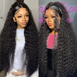 Unbranded 24inch 13*4 lace front wig human hair deepwave