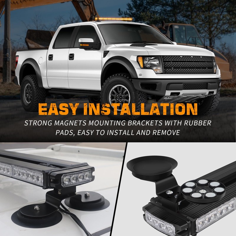 XRIDONSEN 37" 104 LED Roof Top Strobe Light Bar Amber