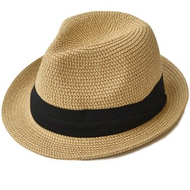 nakota Mixed Paper Hat, Men's, Women's, Straw Hat, Foldable, Panama Hat, Spring, Summer, Fedora, Ribbon - Casual mixed beige (71)