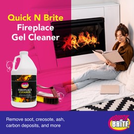 Quick N Brite Gel Fireplace Cleaner with Scrub Brush for Brick, Stone, Rock,Tile - 64 Oz Kit