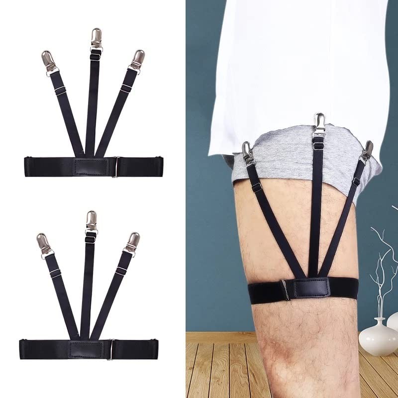 Men's Shirt Stays Adjustable Elastic Shirt Garter Shirts Holder with