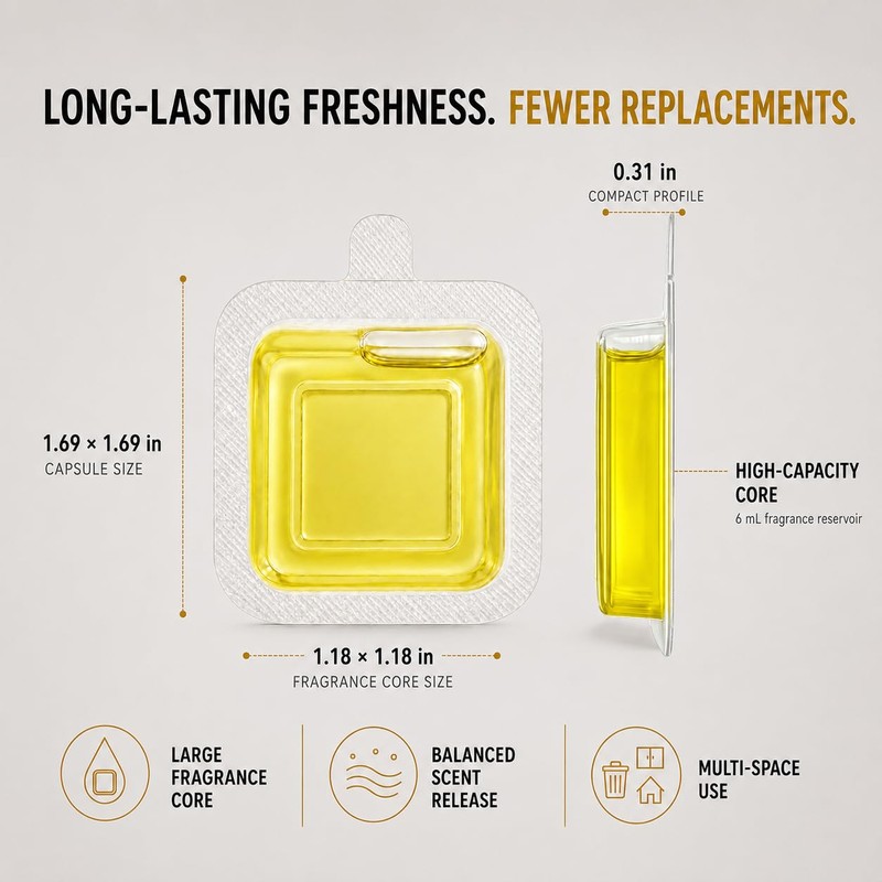 Lemon Essence, Liquid Trash Can Deodorizer, 6 Pack Fragrance Capsules